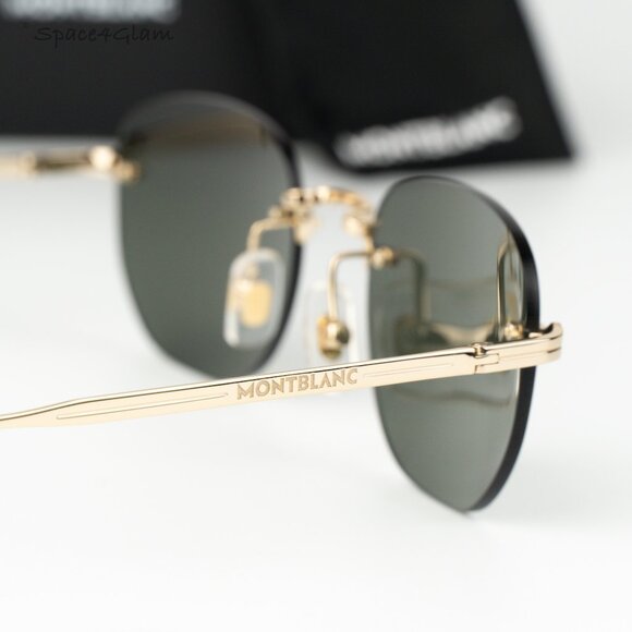 Montblanc Women Sunglasses Gold Grey Square Rimless MB0303S 001 NEW AUTHENTIC